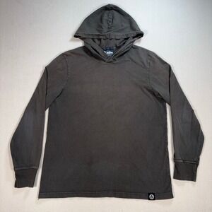 American Giant Lightweight Hoodie Men's M Green Gray Rugged Made in USA‎ *HOLE